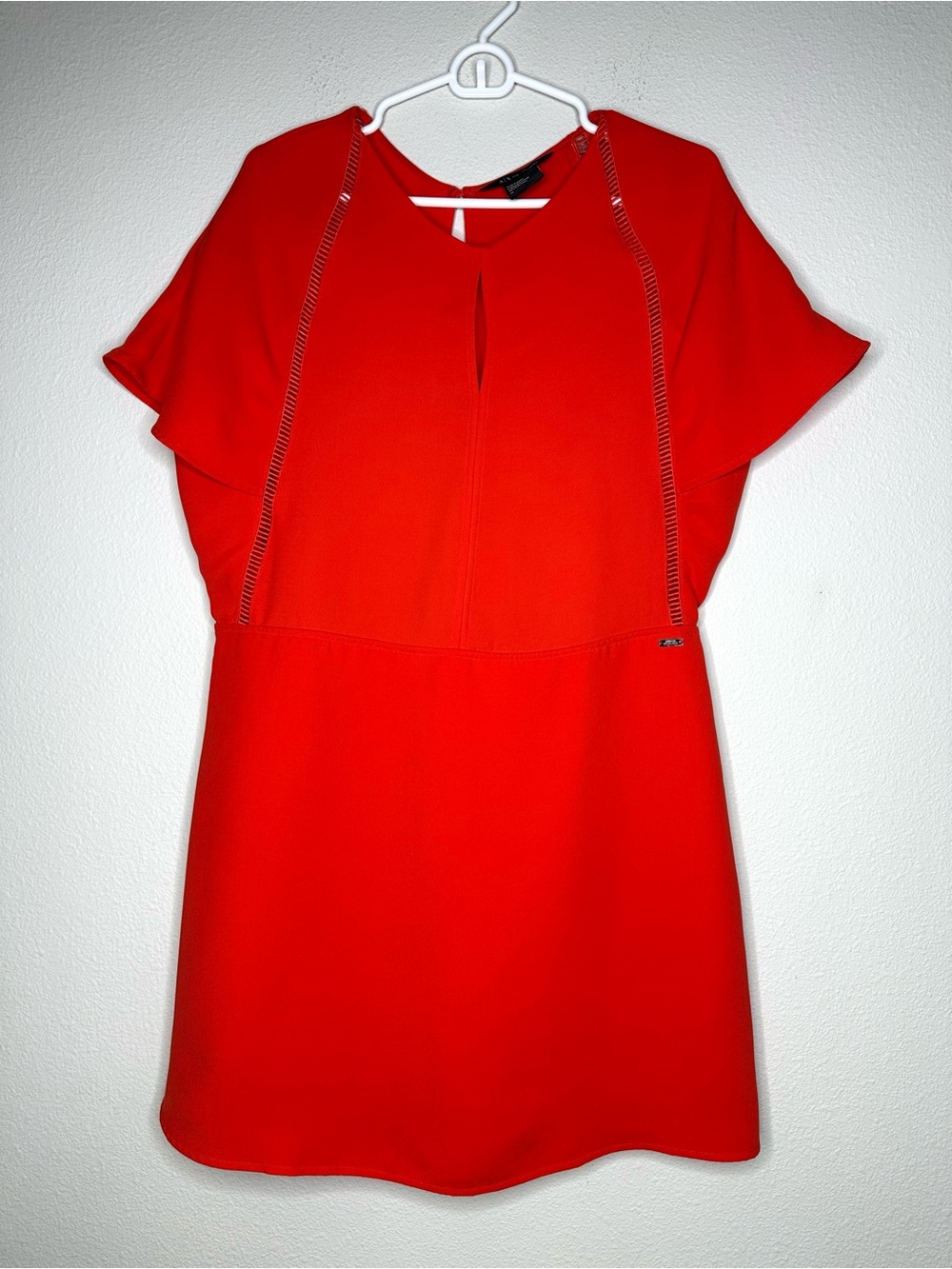 Armani Exchange Red Flutter Sleeve Cutout Romper Jumpsuit Dress Size 12